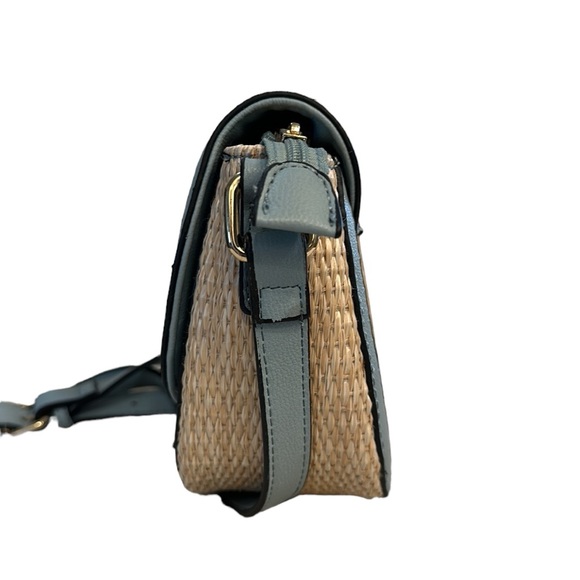 Izzy & Ali Small Natural Rattan and Light Blue Crossbody Bag OS - Picture 7 of 12